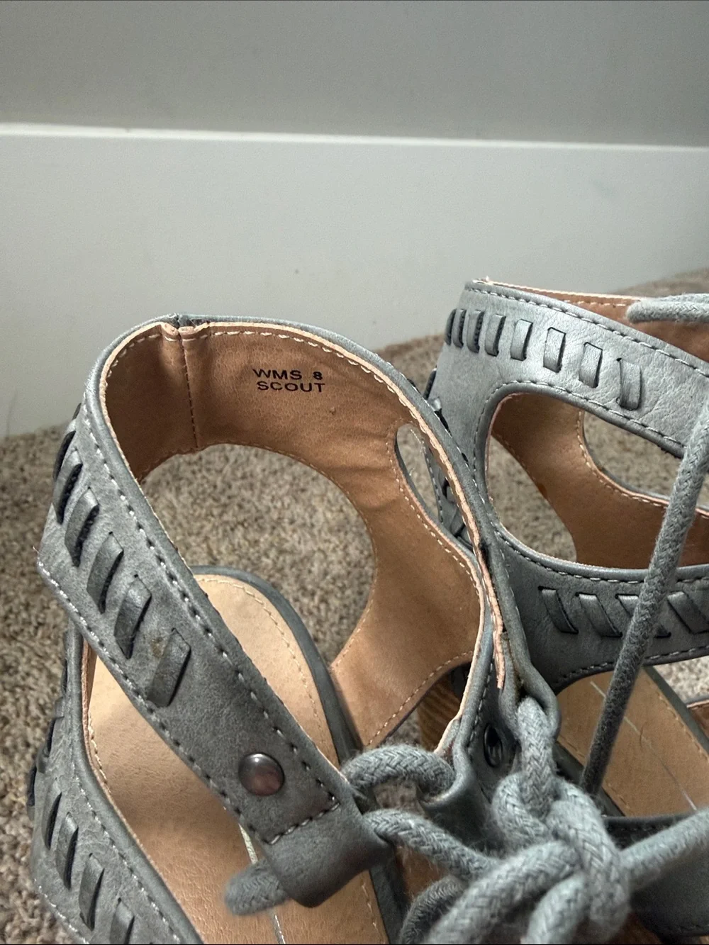 Report Gray Lace-Up Strappy Wedge Sandals